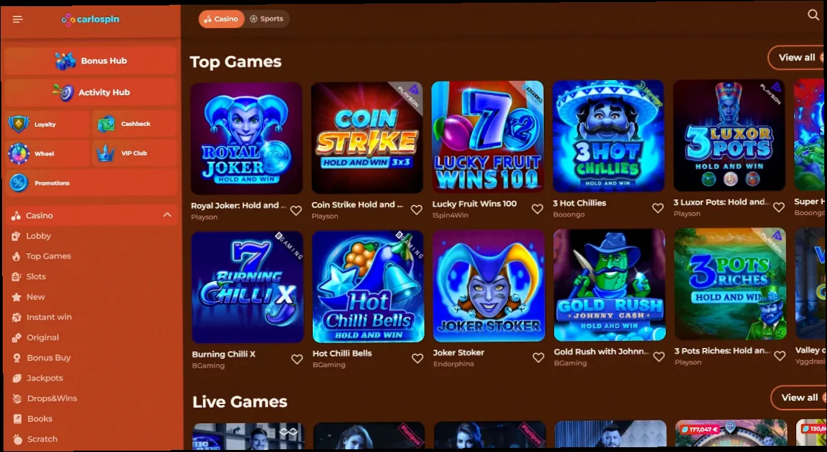 Carlospin casino 100% tot €500 + 100 Gratis Spins welkomstbonus